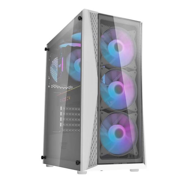 Darkflash DK352 Plus számítógépház + 4 ARGB ventilátor (fehér) (DK352 PLUS BLACK WHI)